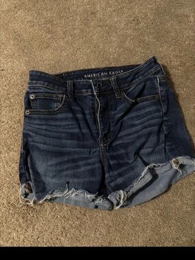 American Eagle Outfitters Indigo Frayed Hem Denim Shorts